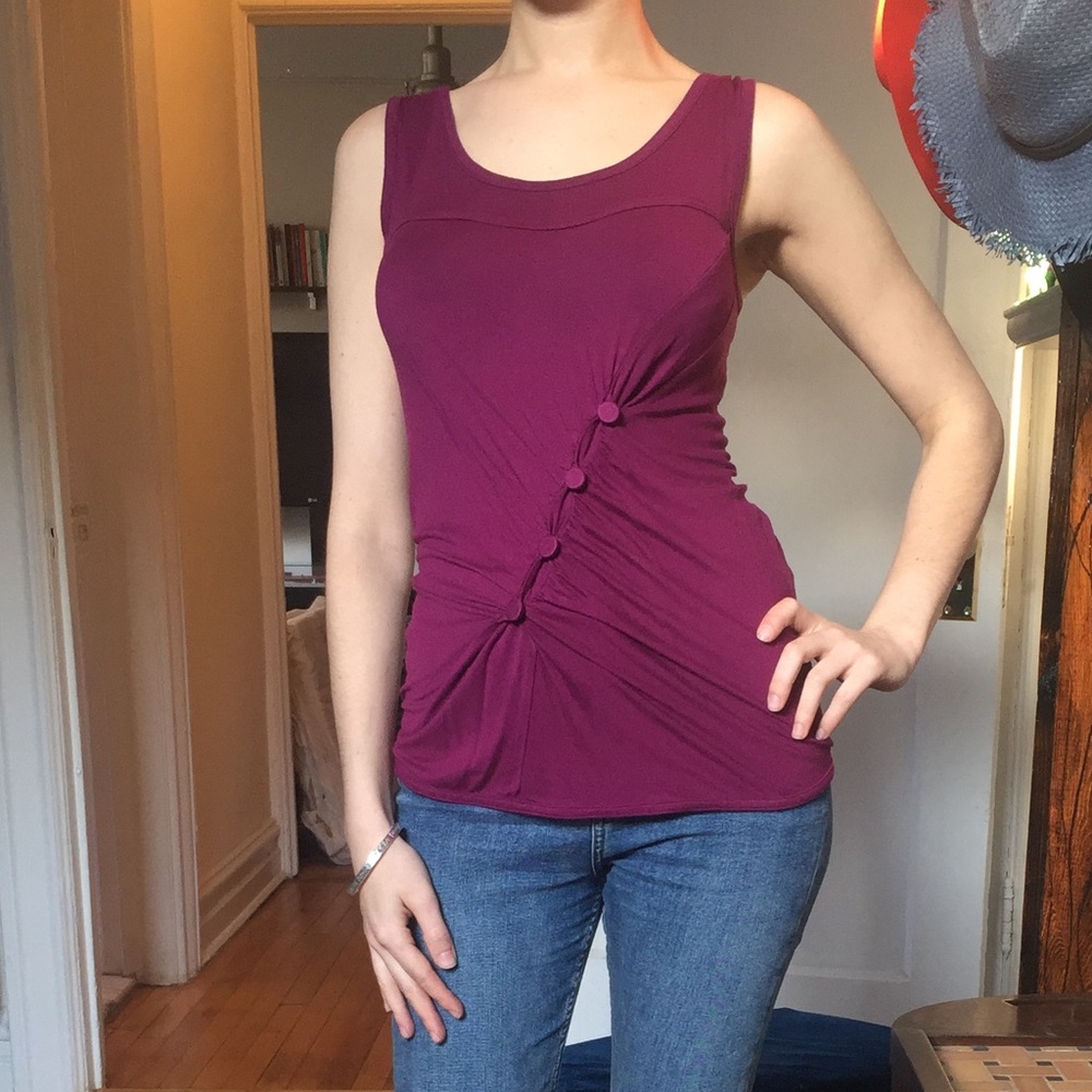 Marc Jacobs Jersey Magenta Gathered Tank XS